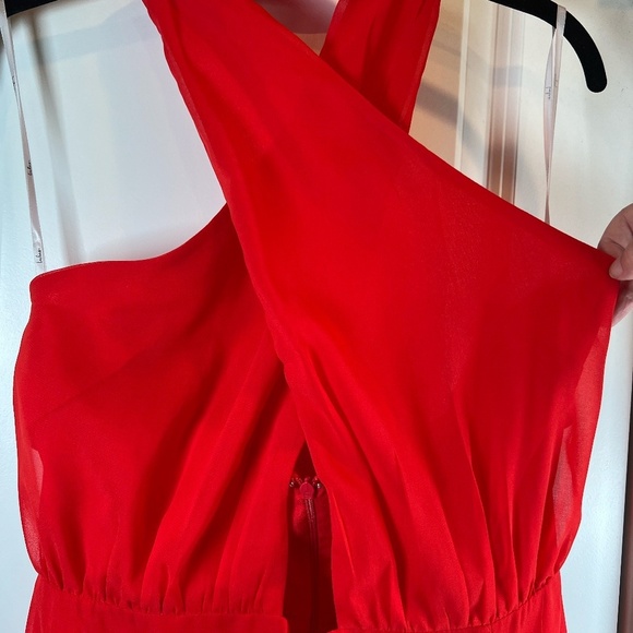 Lulu's Womens Flirty Chic Cut Out Cross Front Halter Midi Dress Red NJD184 Large - Picture 7 of 15